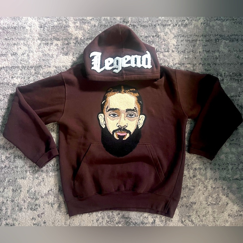 Nipsey Hustle Legend Hoodie Brown Like New worn Once SML Brand Raw